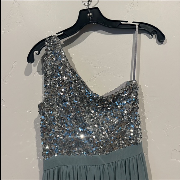 Sachin & Babi Jolie One Shoulder Sequin Gown Steel Blue - Picture 5 of 12